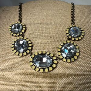 Elegant diamond and opalescent lemon jewel Crystal Statement Necklace